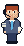 Pixel lawyer with a headset and a coffee mug